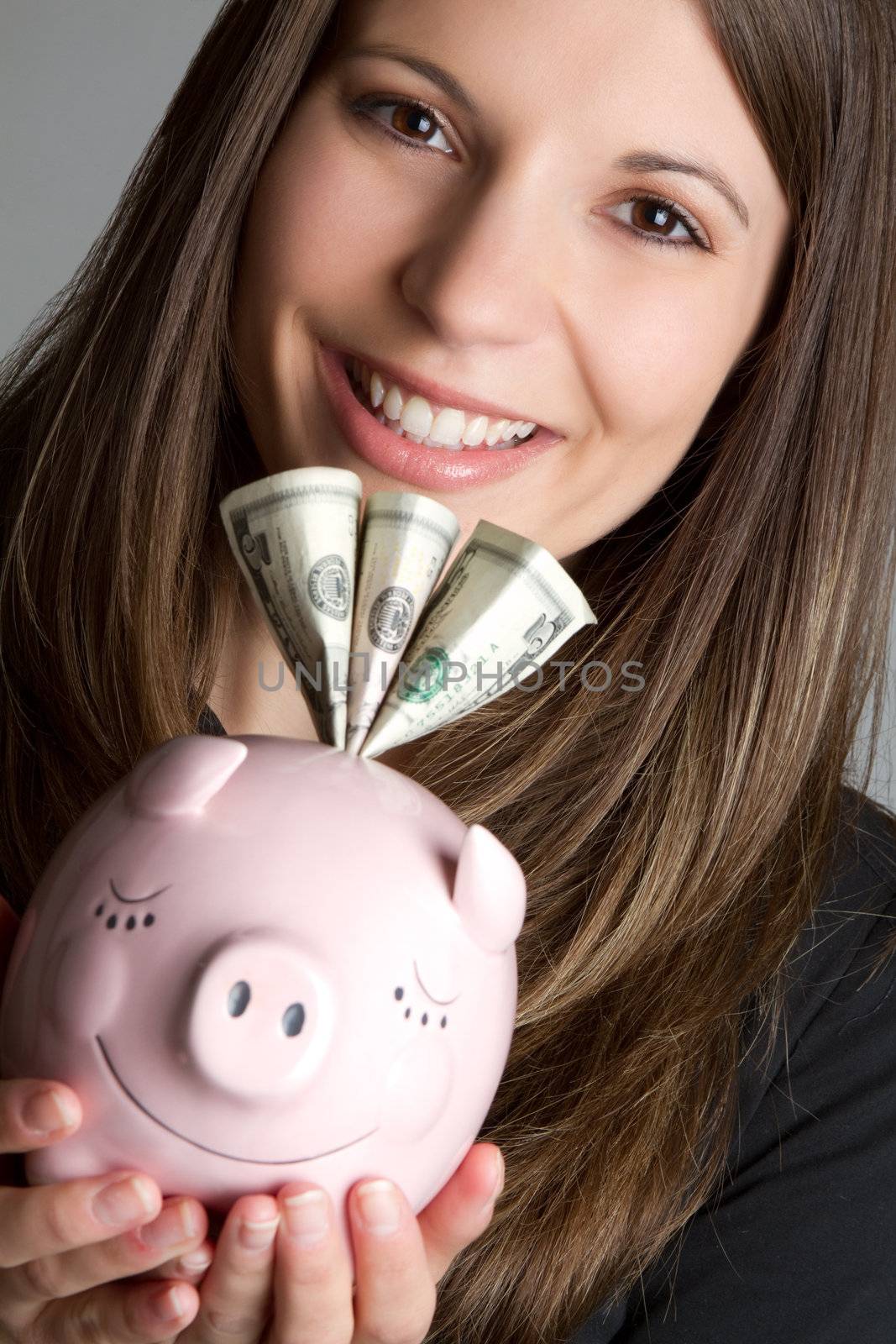 Piggy bank money woman