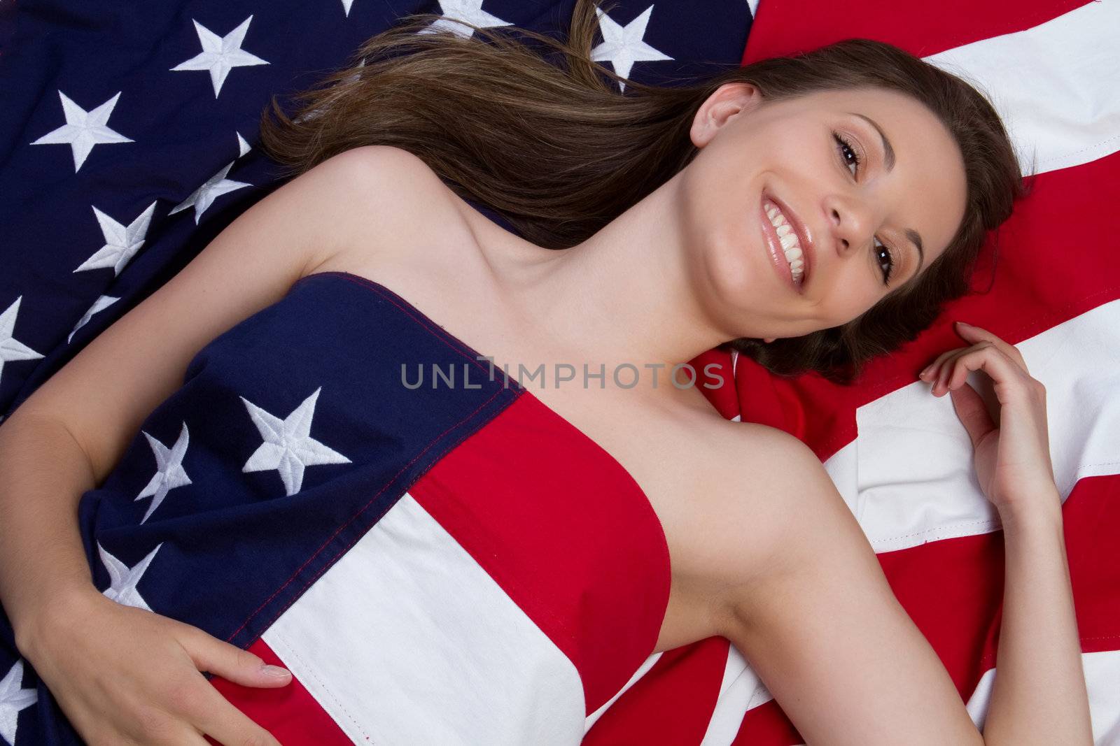 Smiling american flag woman