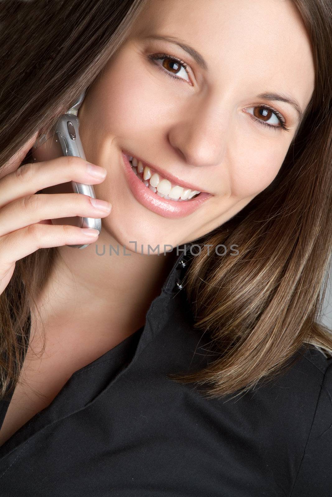 Smiling cell phone woman