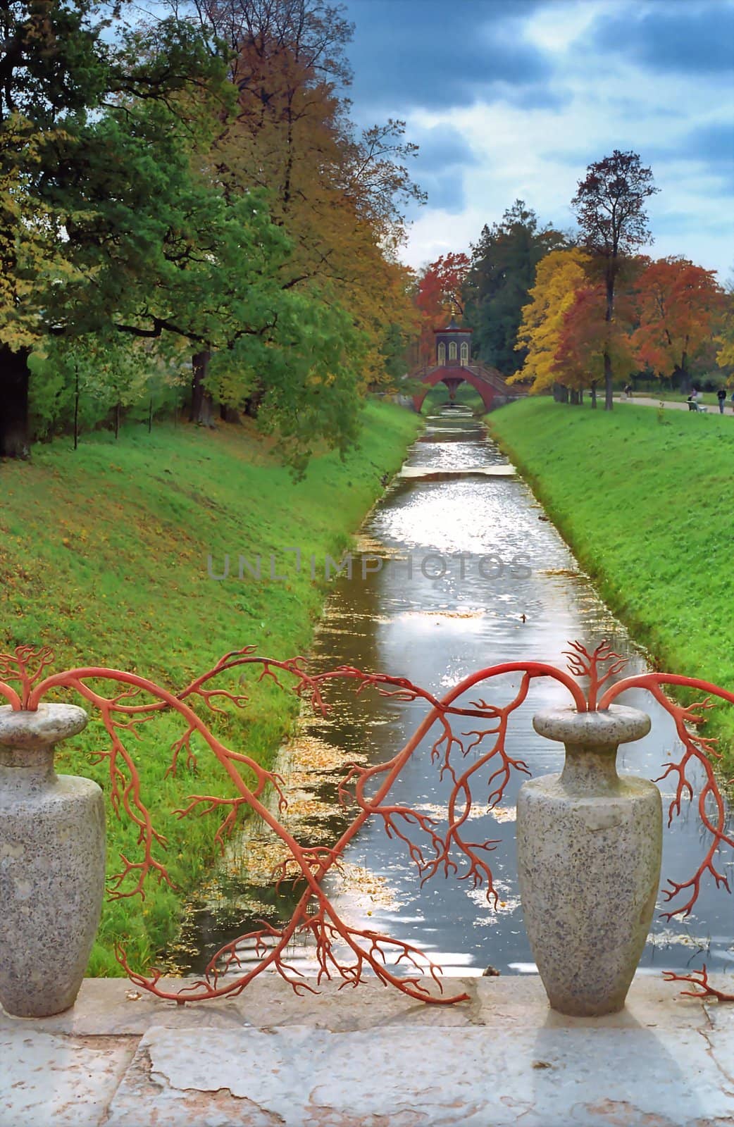 View of the channel in the park by mulden