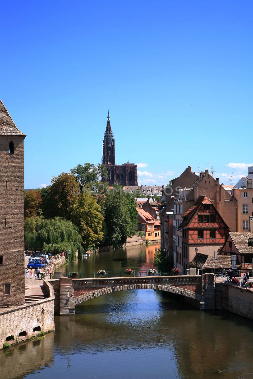 View on Ponts Couverts in Strasbourg’s Old Town – France