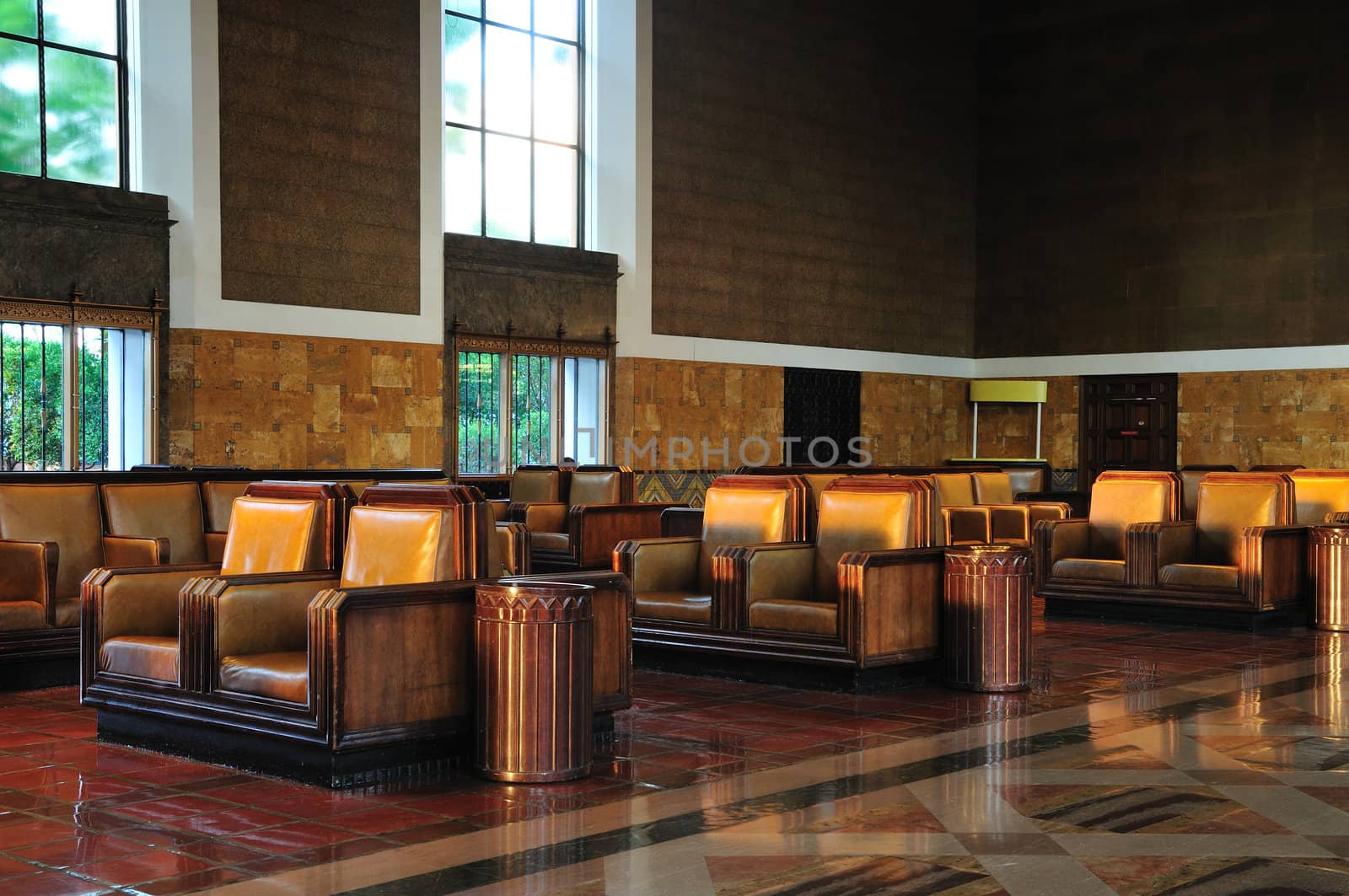 The elegant waiting room of Union Station in Los Angeles