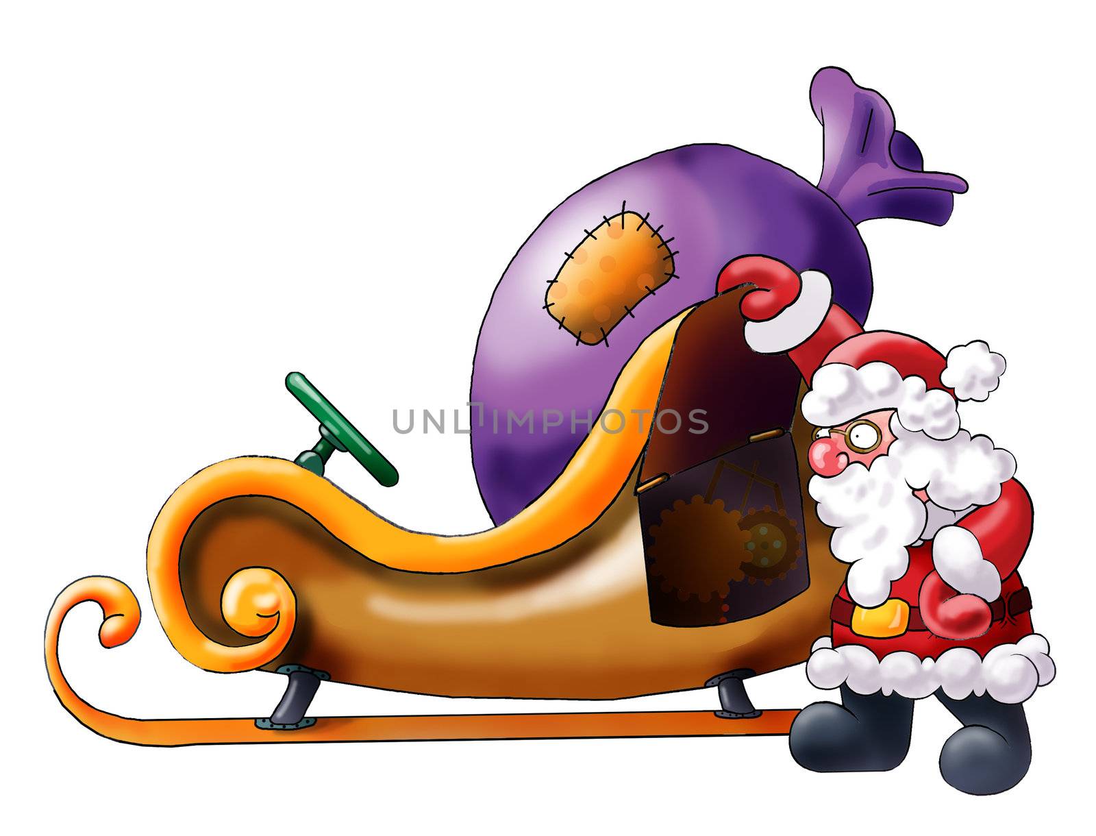 Santa Claus having a rest near his sledge by DOODNICK