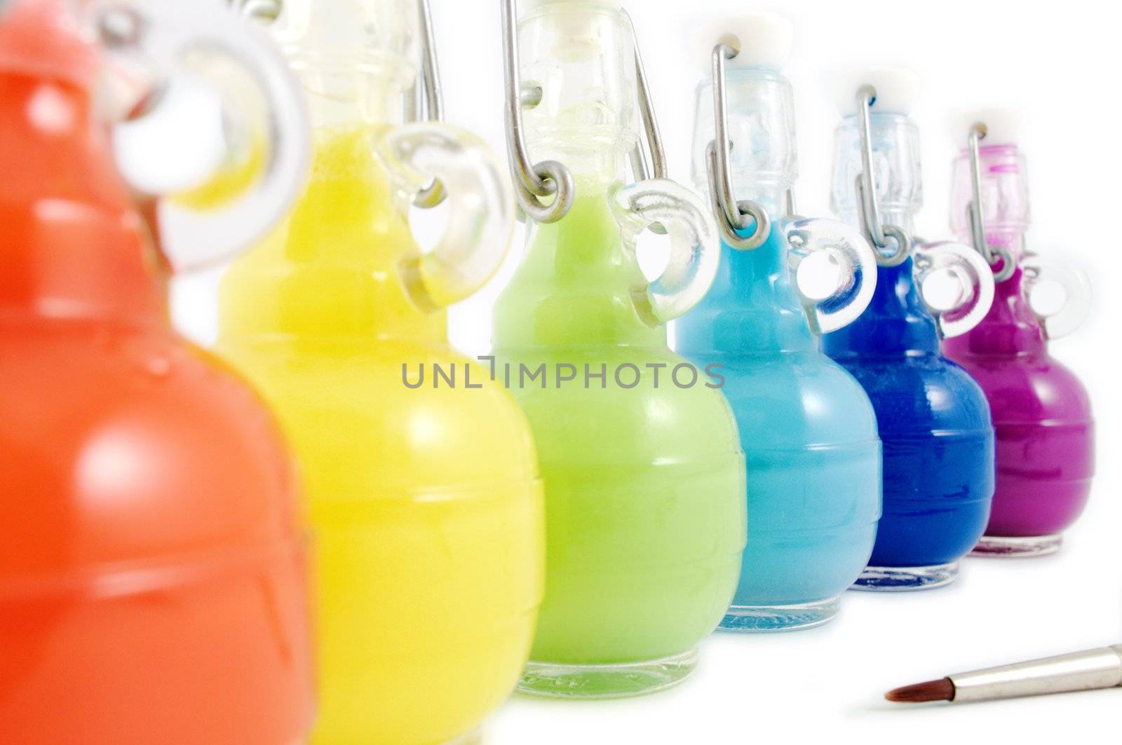 Colorful flasks and brush by rigamondis