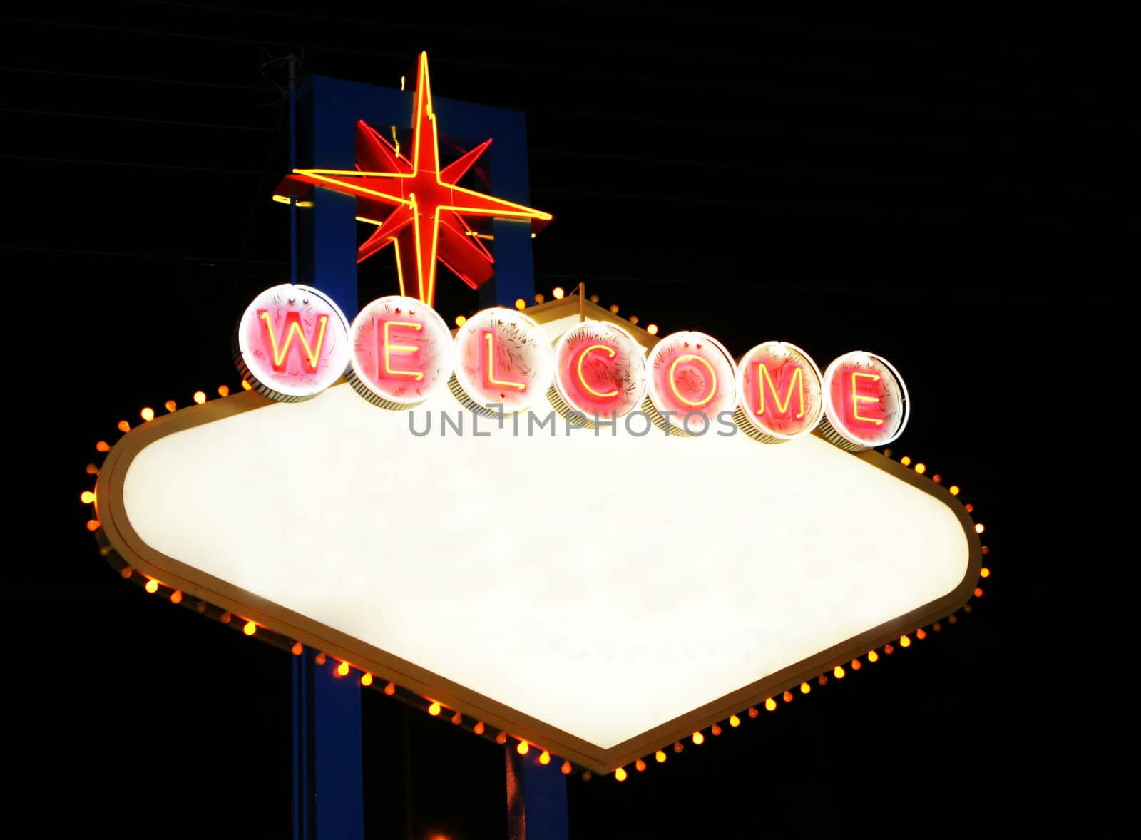 las vegas sign that is blank in the middle with white space open for any text with the icon neon sign from las vegas