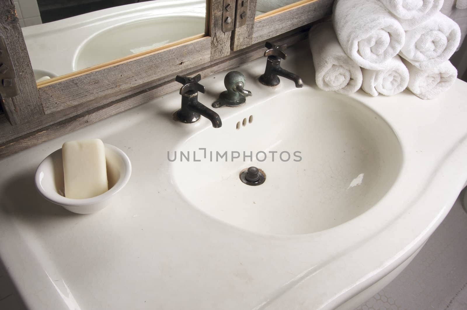 Rustic Bathroom Sink and Mirror