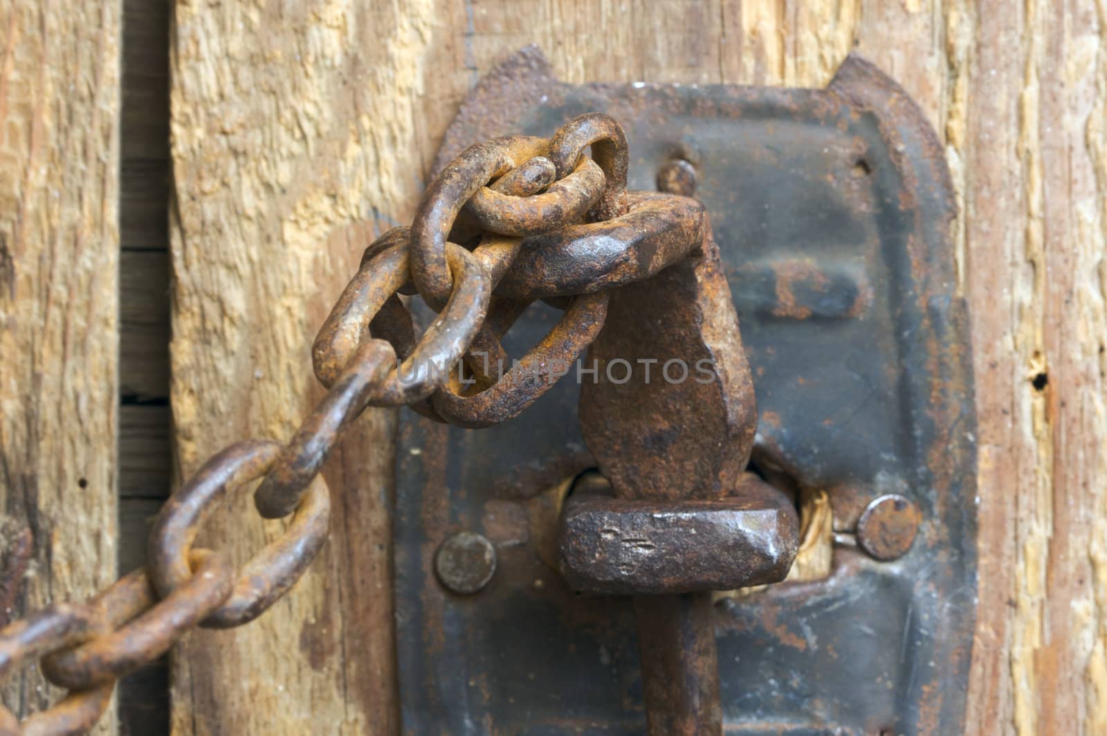 Antique Rusty Barn Door Latch and Chain