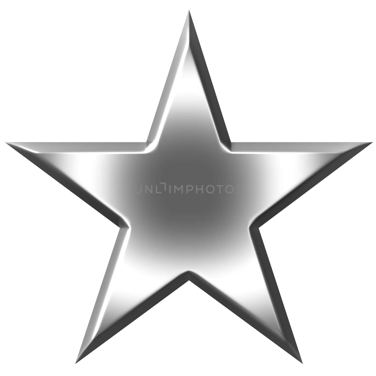 3d silver star isolated in white