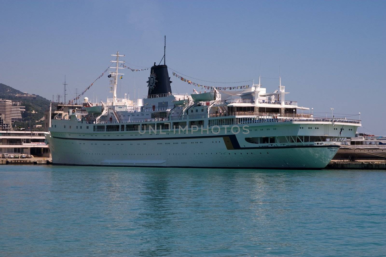 transportation series: sea liner in the gulf near berth