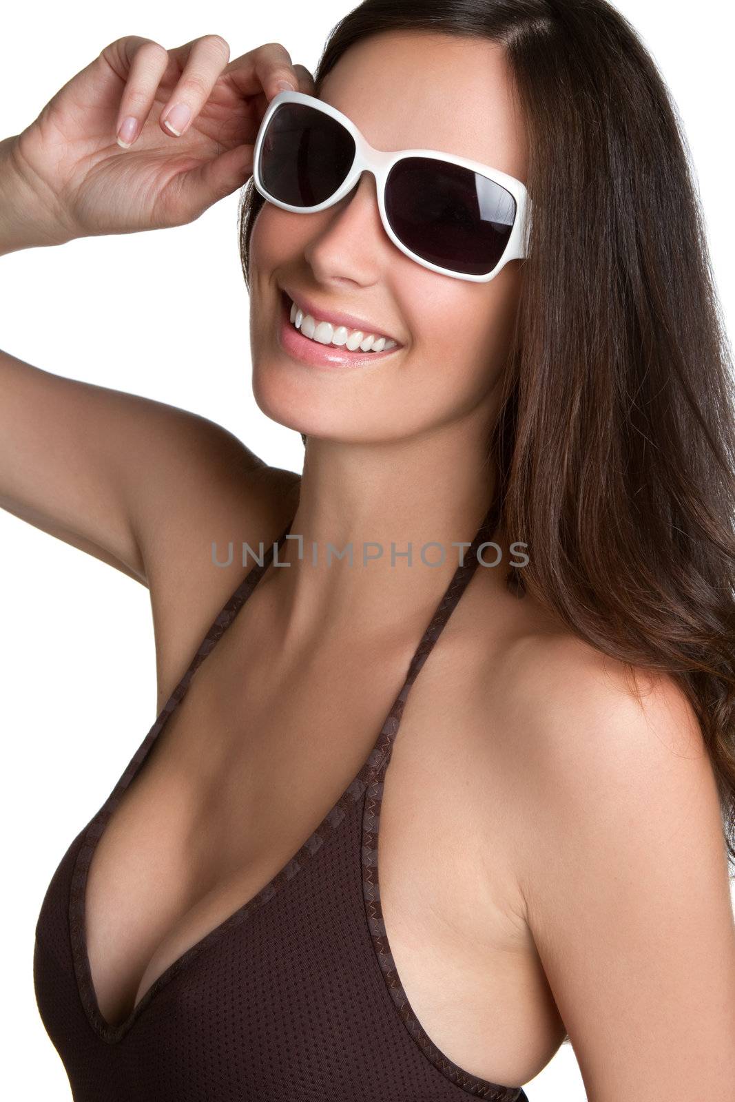 Beautiful bikini woman wearing sunglasses