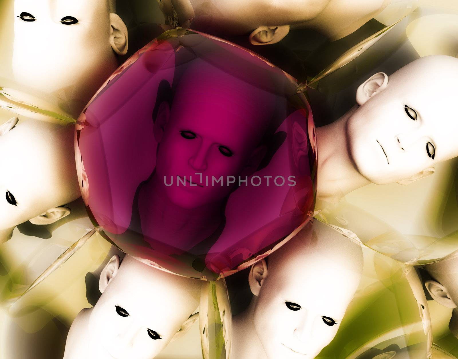 A unique head amongst some conformist heads.