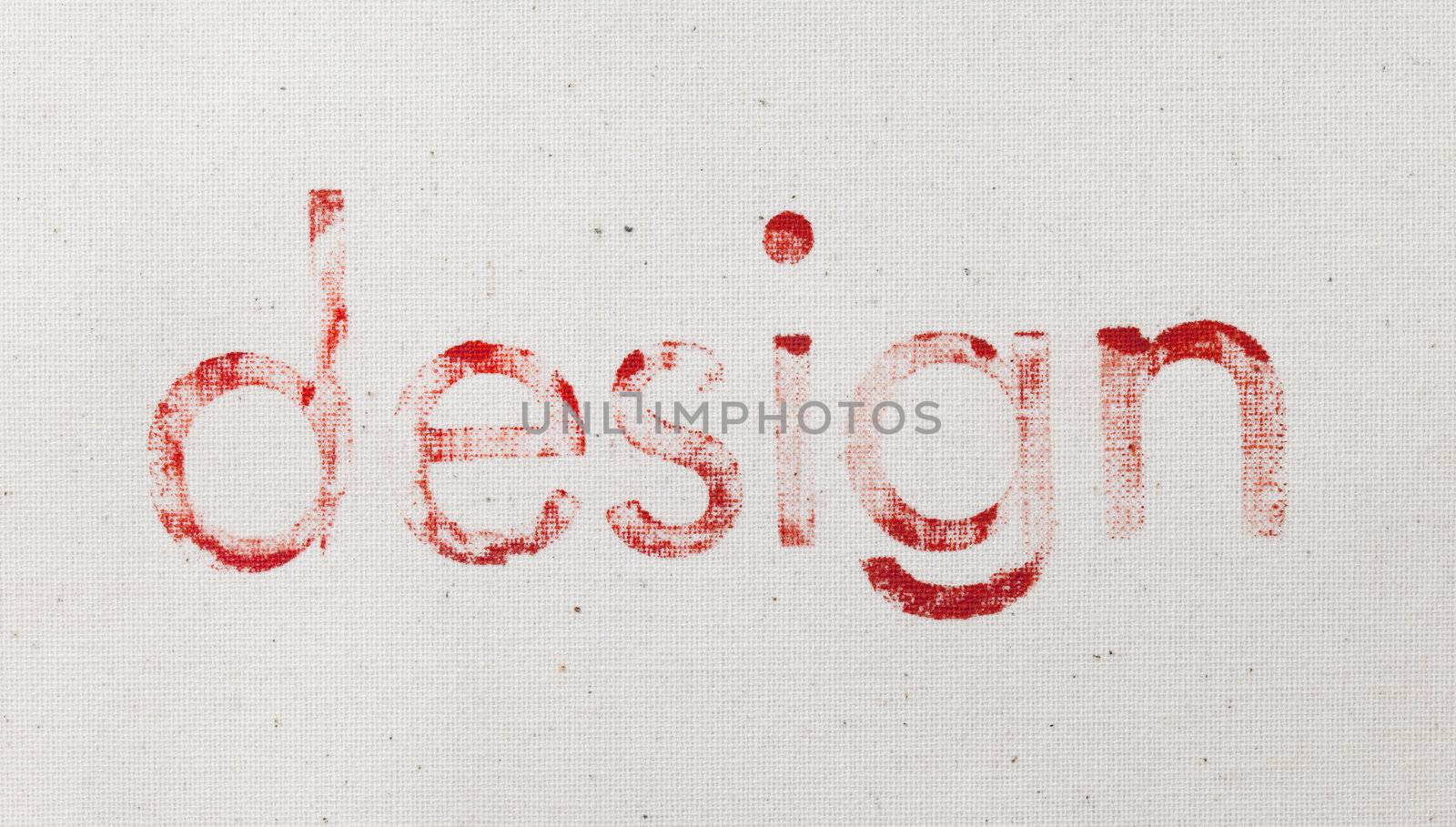 design - fading red printing on white cotton artist canvas