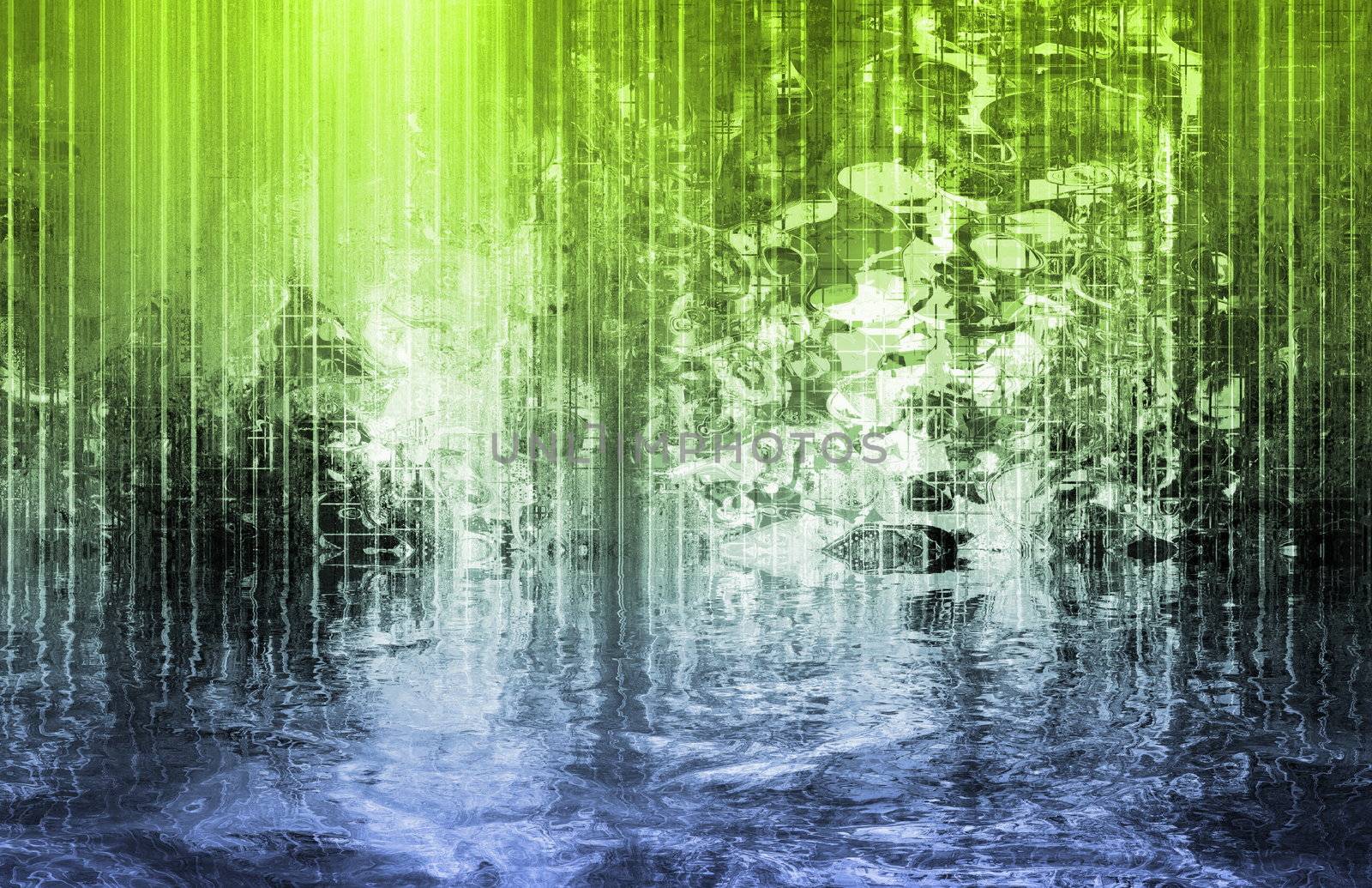 Surreal and Soothing Abstract Blue Waterfall View