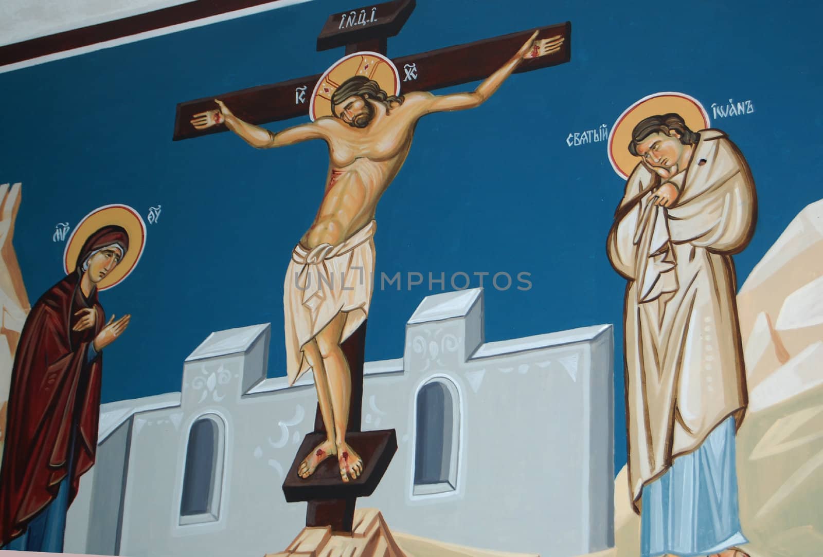 frescoe of jesus on the cross