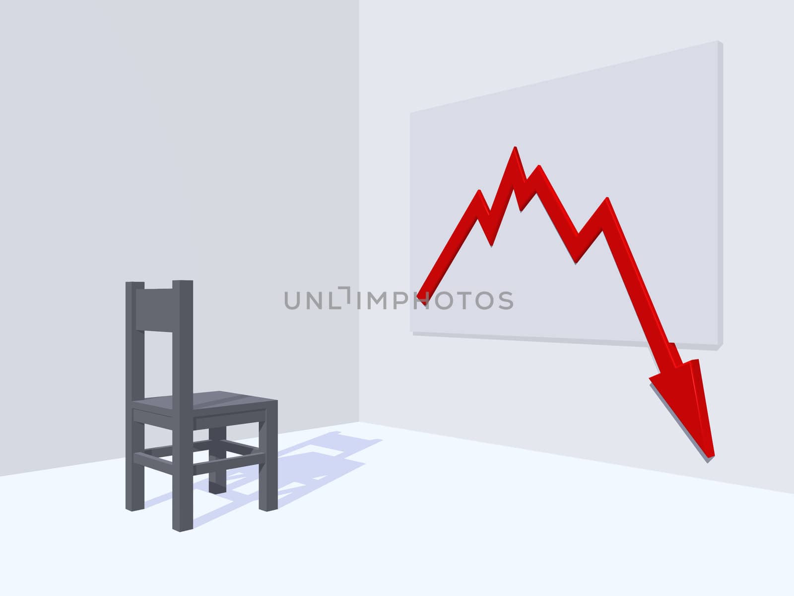 business graph shows bad news - 3d illustration