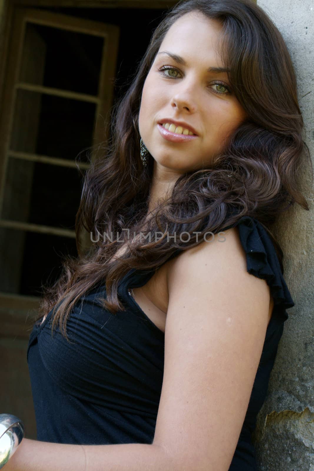 Young beautifful Girl in old mannor-house
