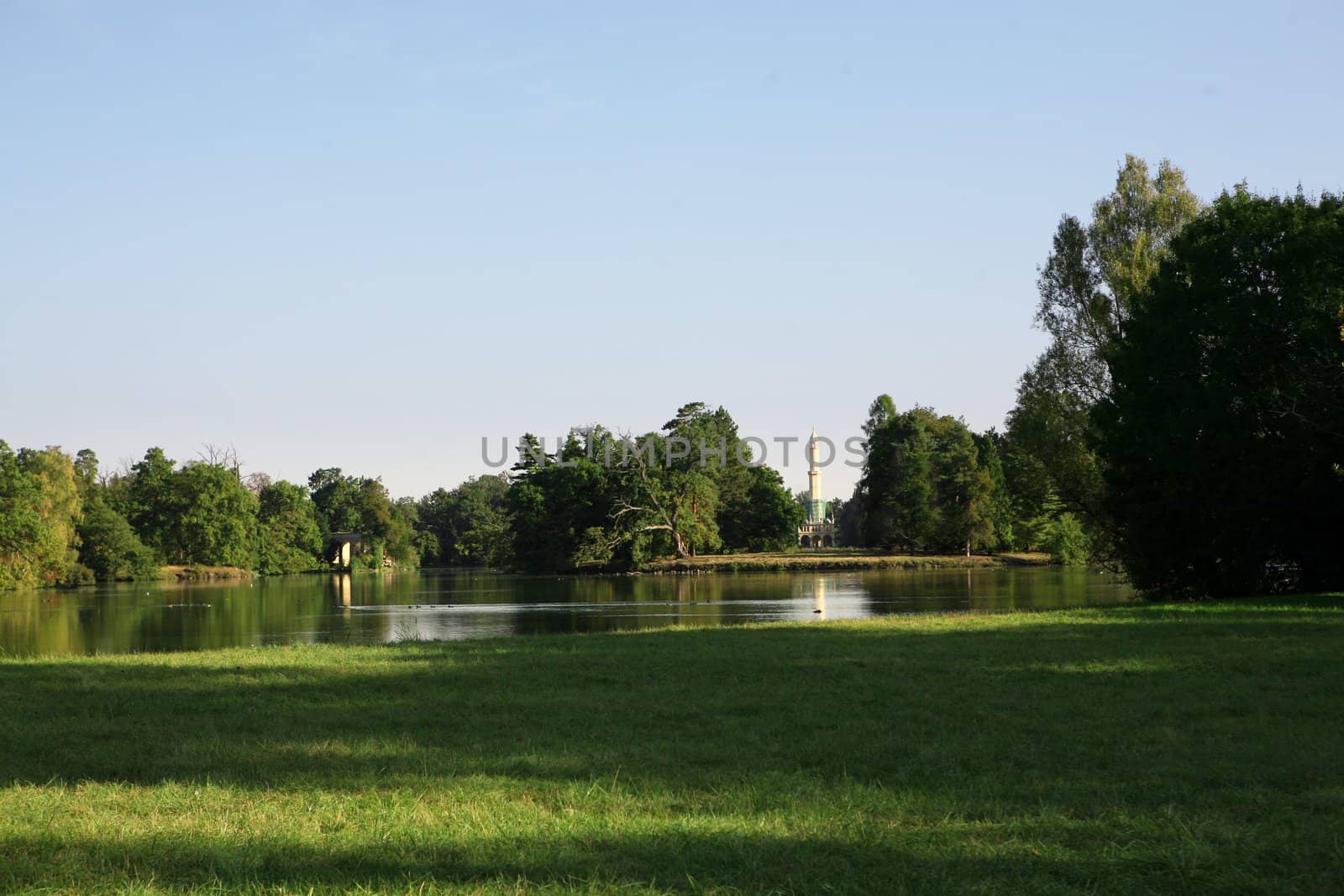 Lake in park, castle in Lednice by haak78
