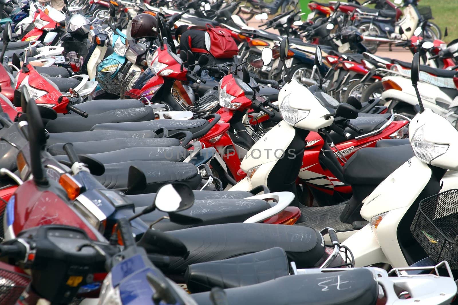 Motor Scooters in a large city