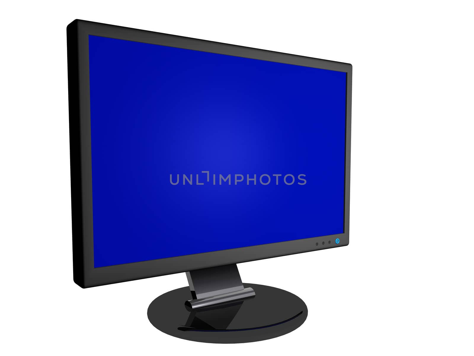 3D Render of a computer monitor with blank screen.