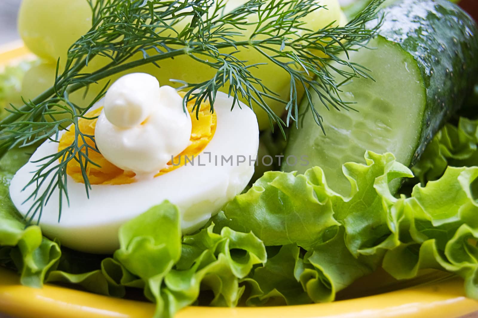 Greens, egg with mayonnaise by Angel_a