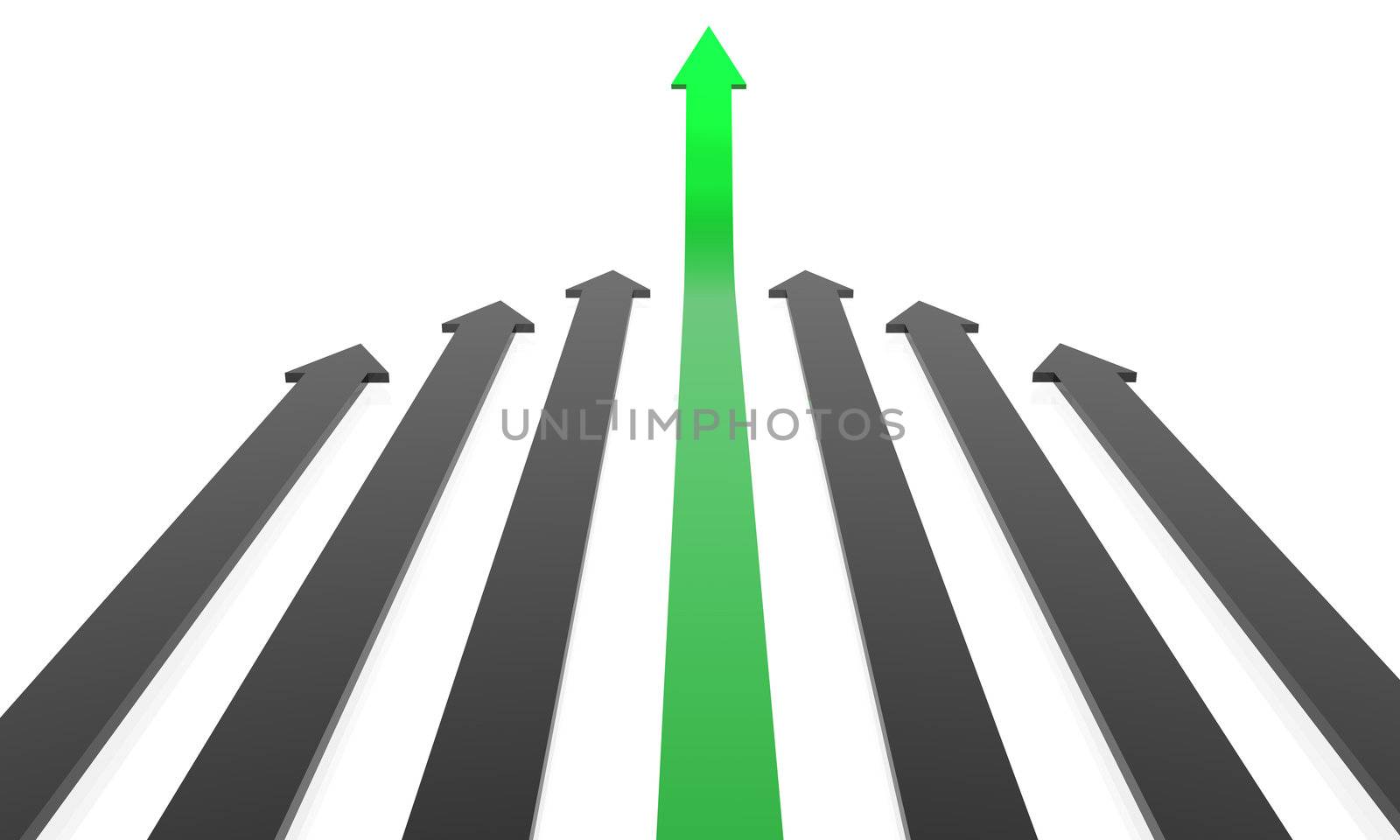 Business concept: Competition, success. 3D rendered Arrows.