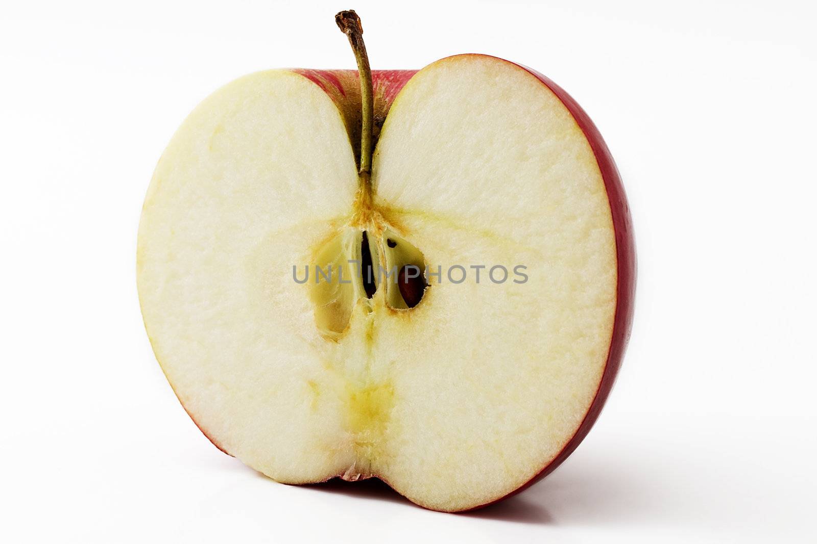 one half Apple isolated on white background