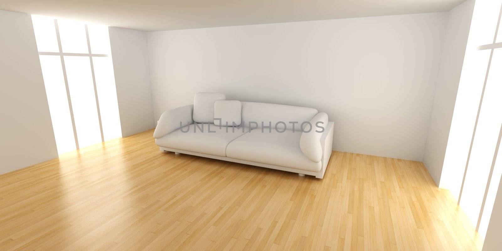 White Sofa in an empty room by Spectral