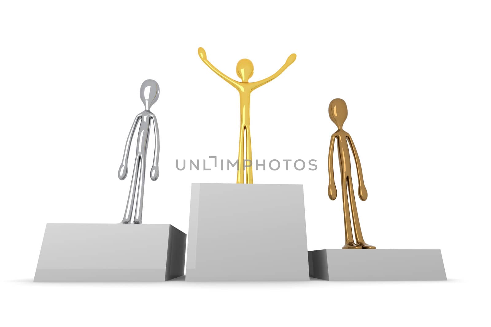 3D Illustration. Gold, Silver and bronze Winners. Isolated on white.