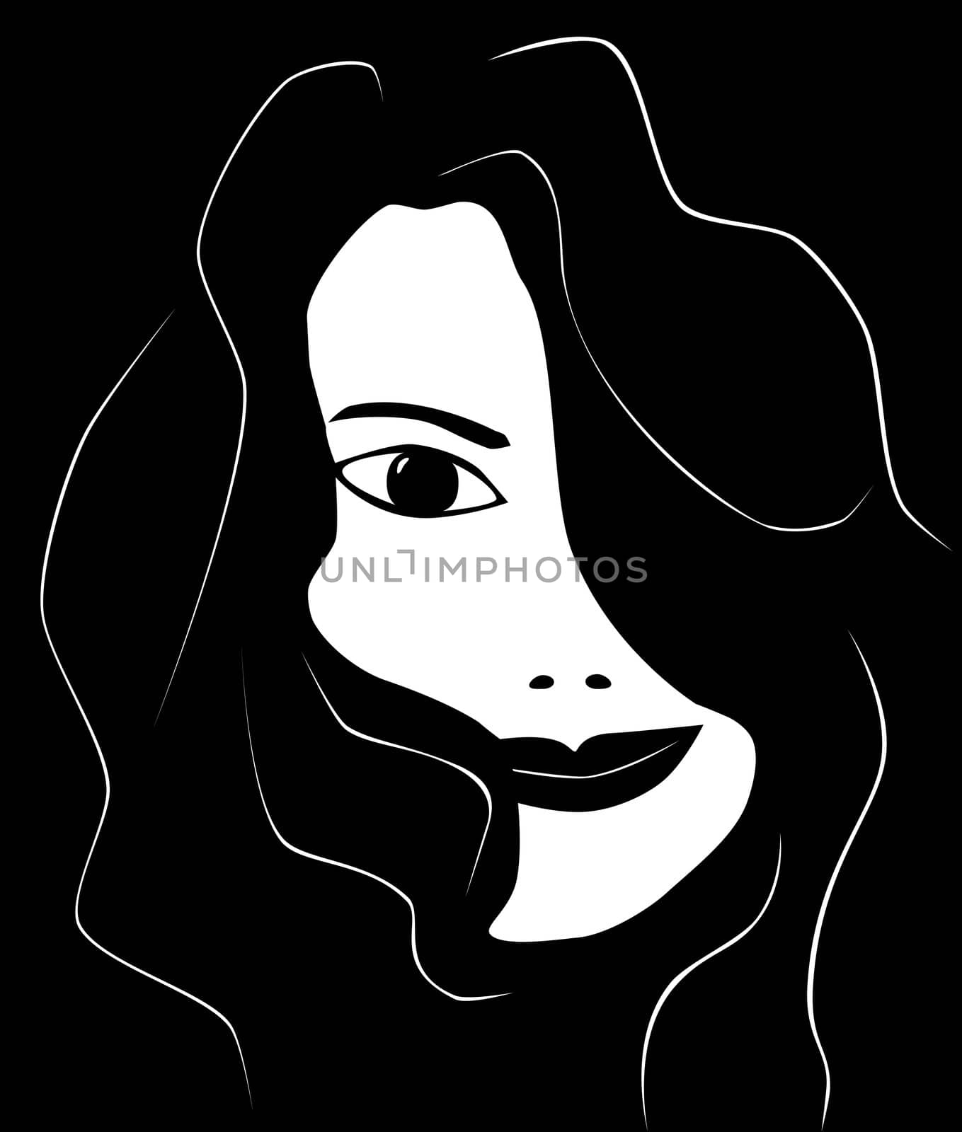 Black and white face of beautiful woman