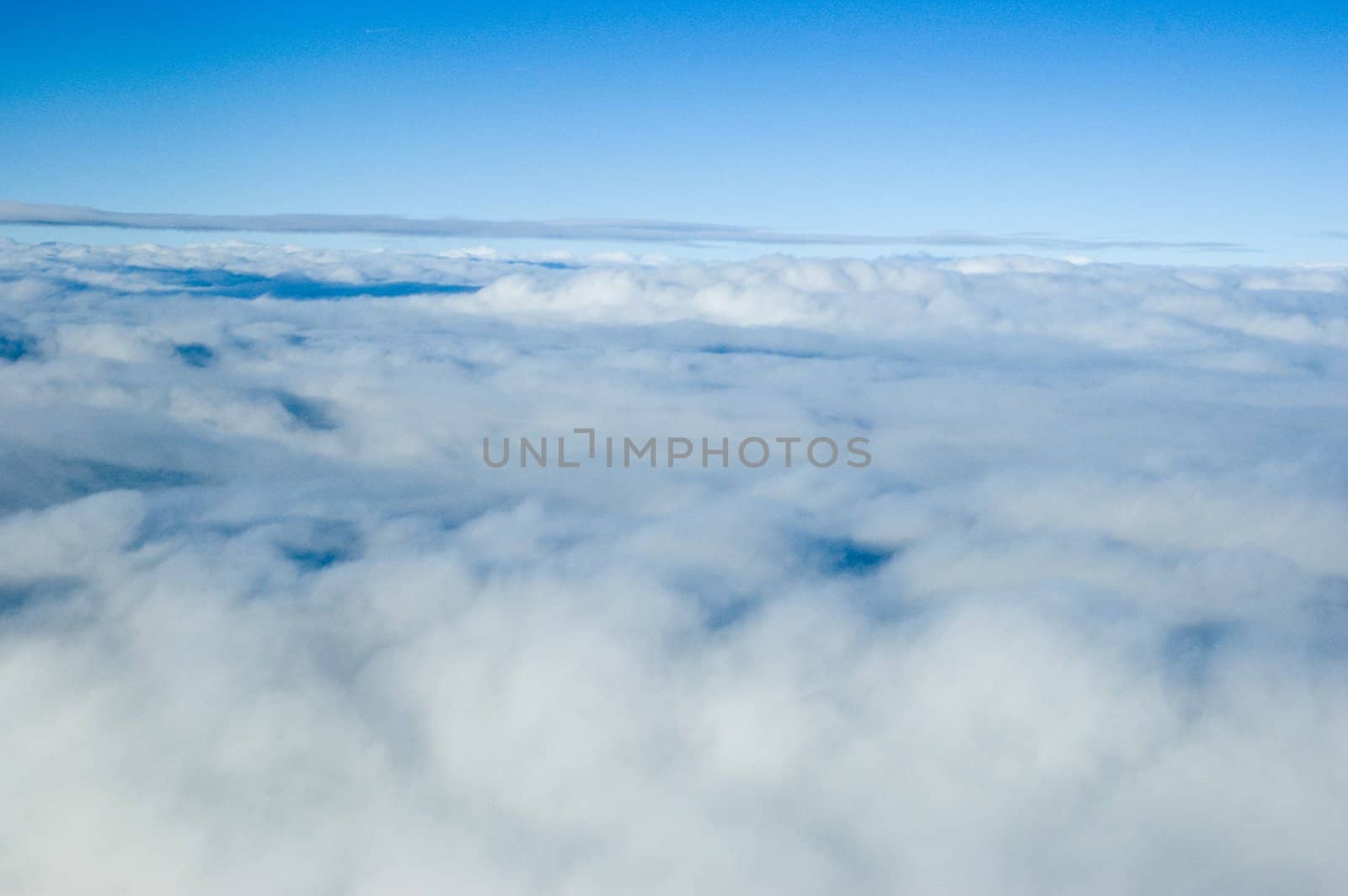 Aerial photo, showing beautiful skyscape. Blue sky covered with differnet clouds.
