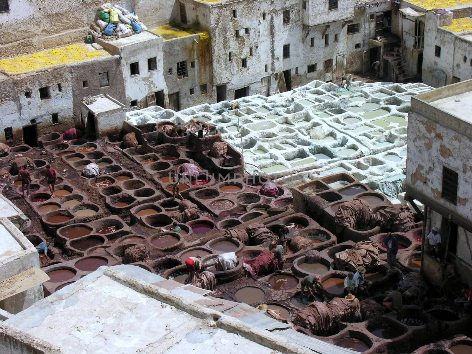 Old tannery in Moroccan Medina.