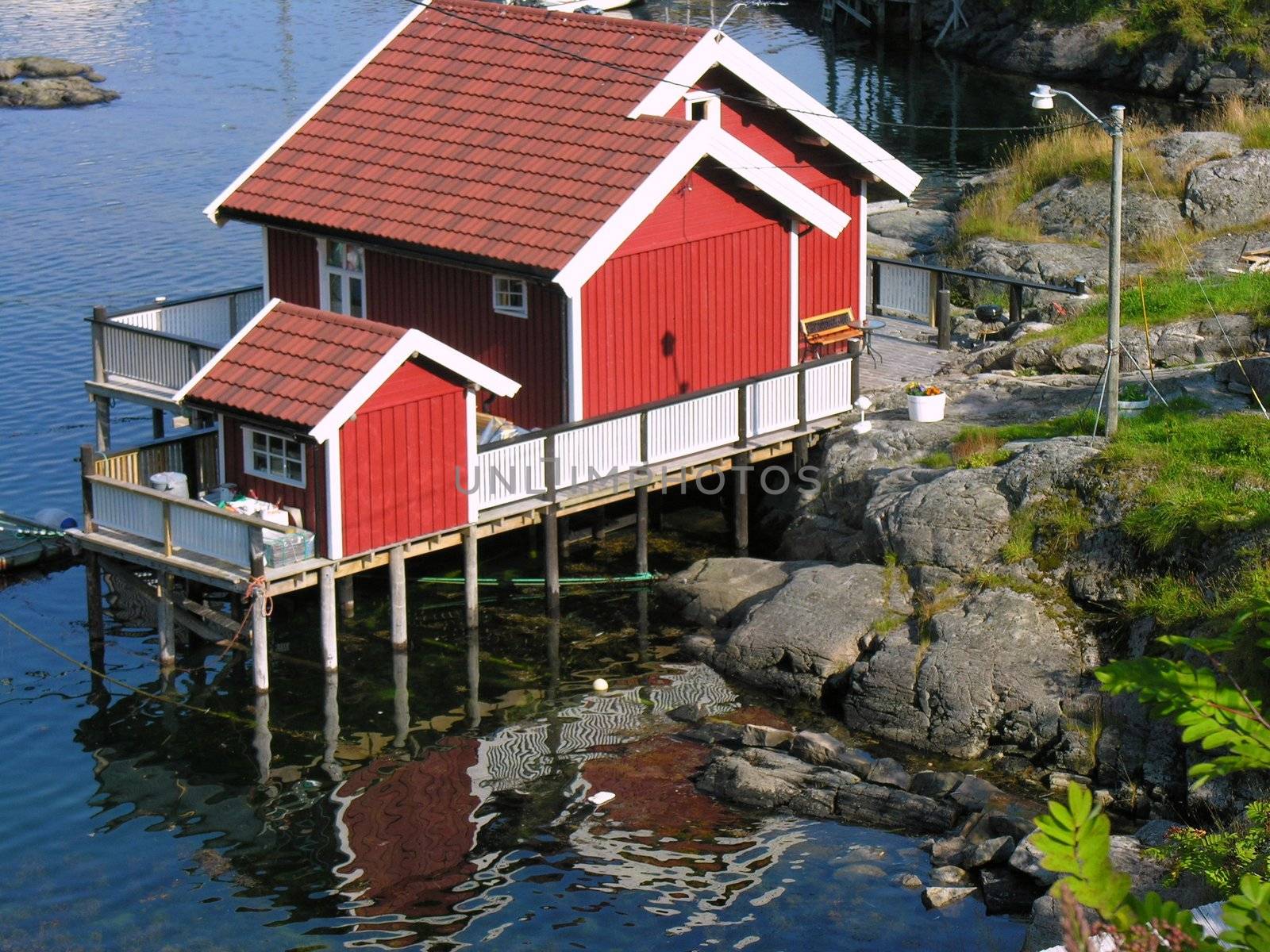 House over a river in Norway Lofoten