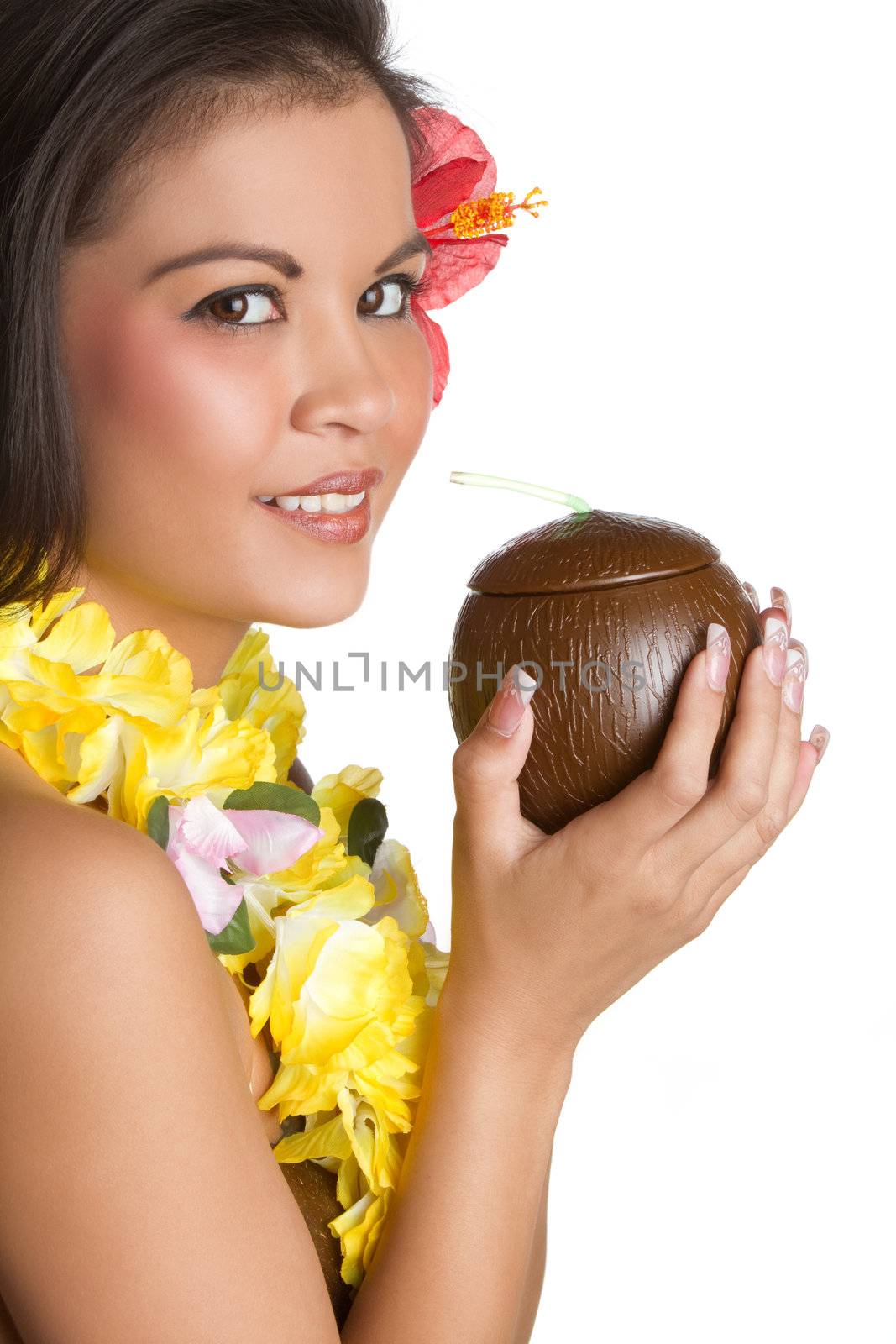 Tropial woman drinking