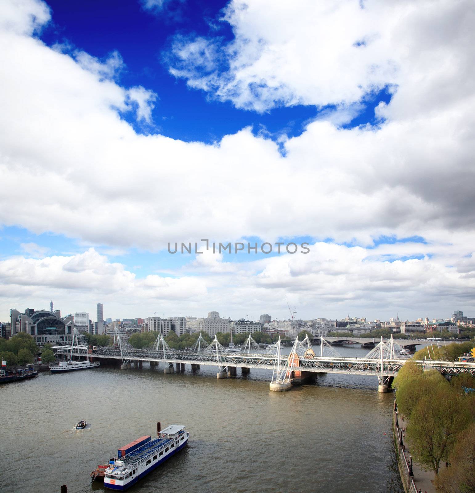 Aerial view of city of London from the London Eye