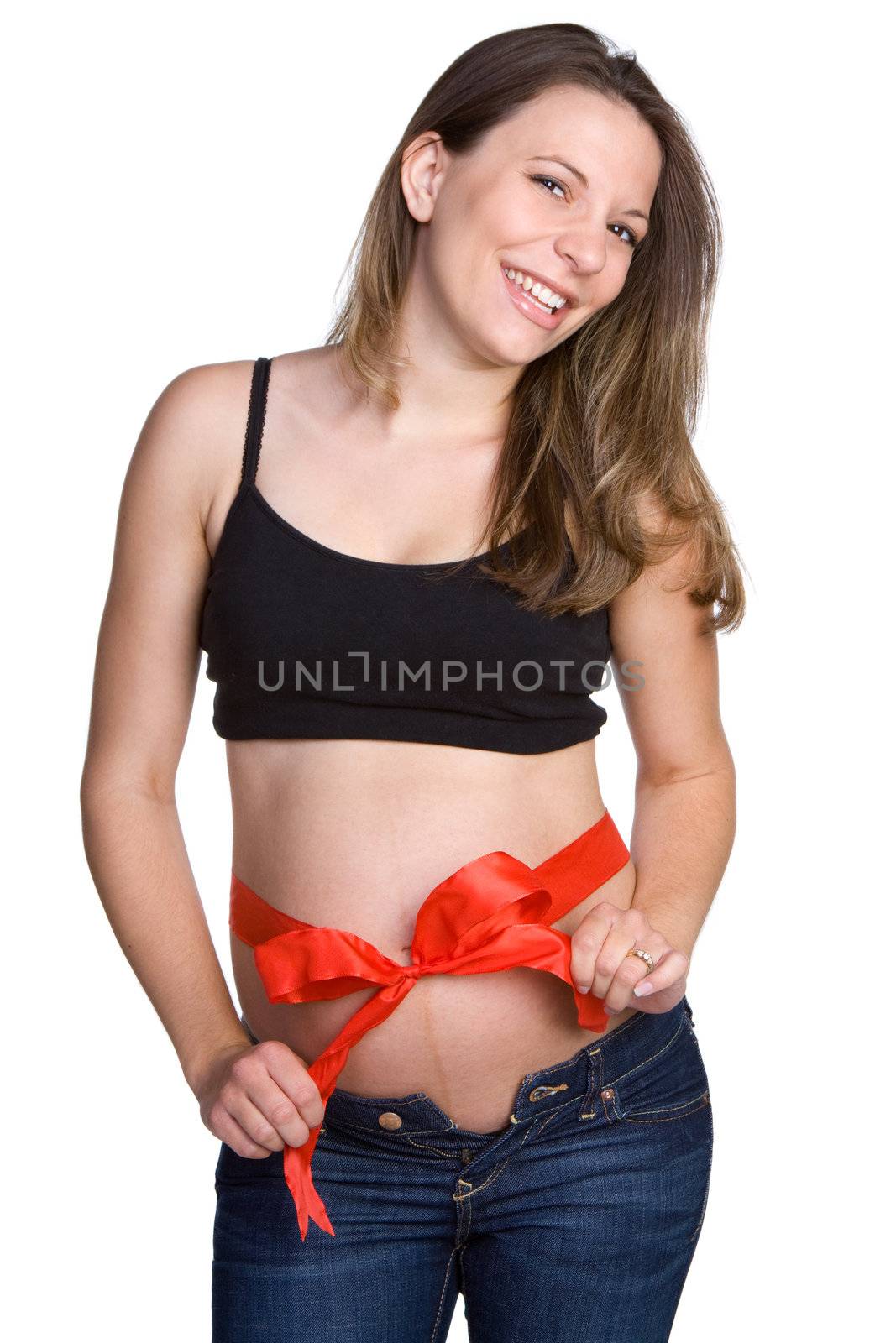 Bow around pregnant woman belly