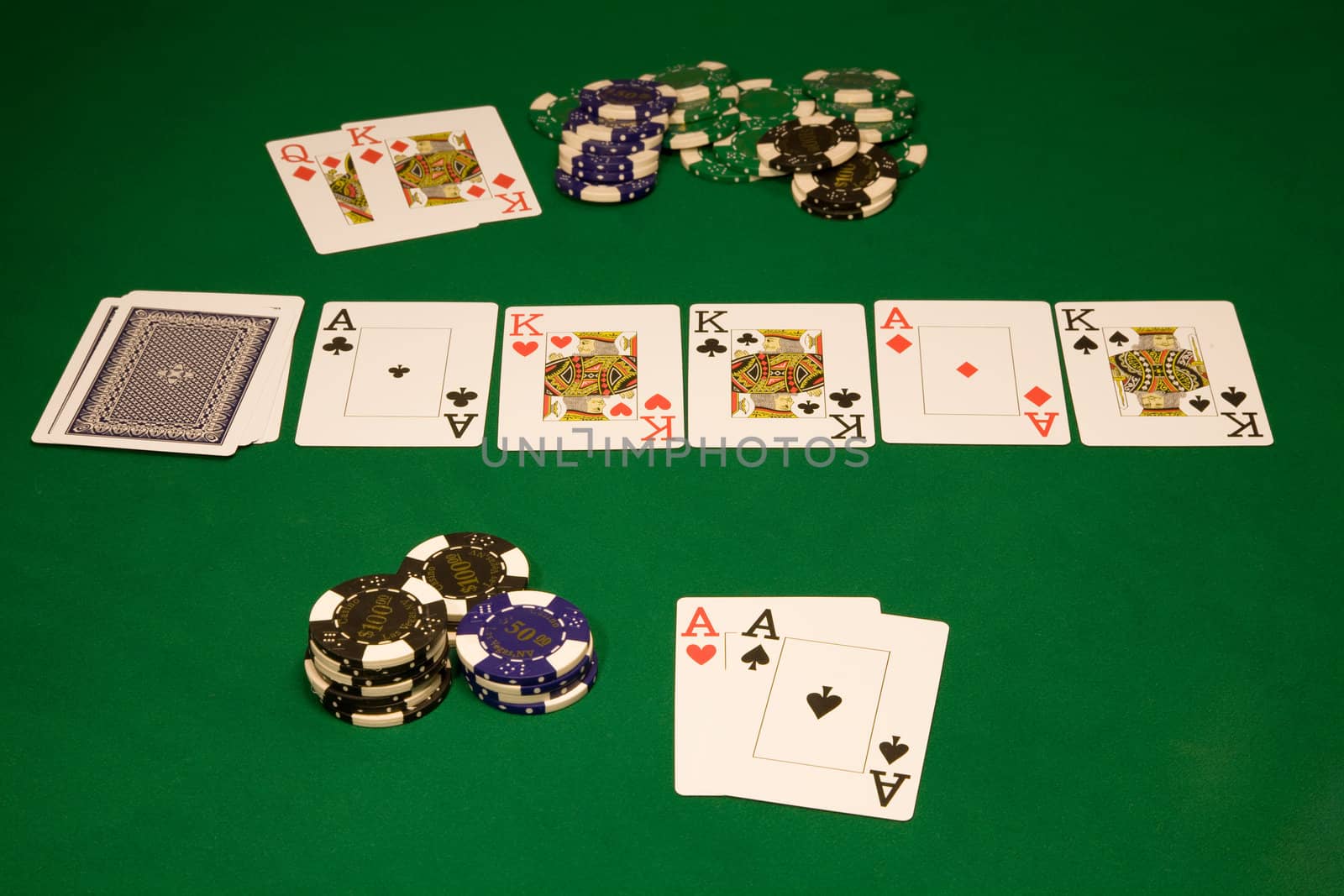 Win on hi-stakes table in casino on green background