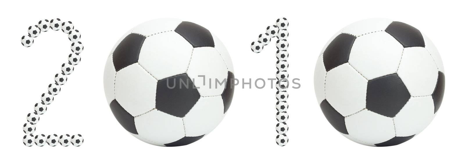 world championship for soccer data, made from balls, isolated on white