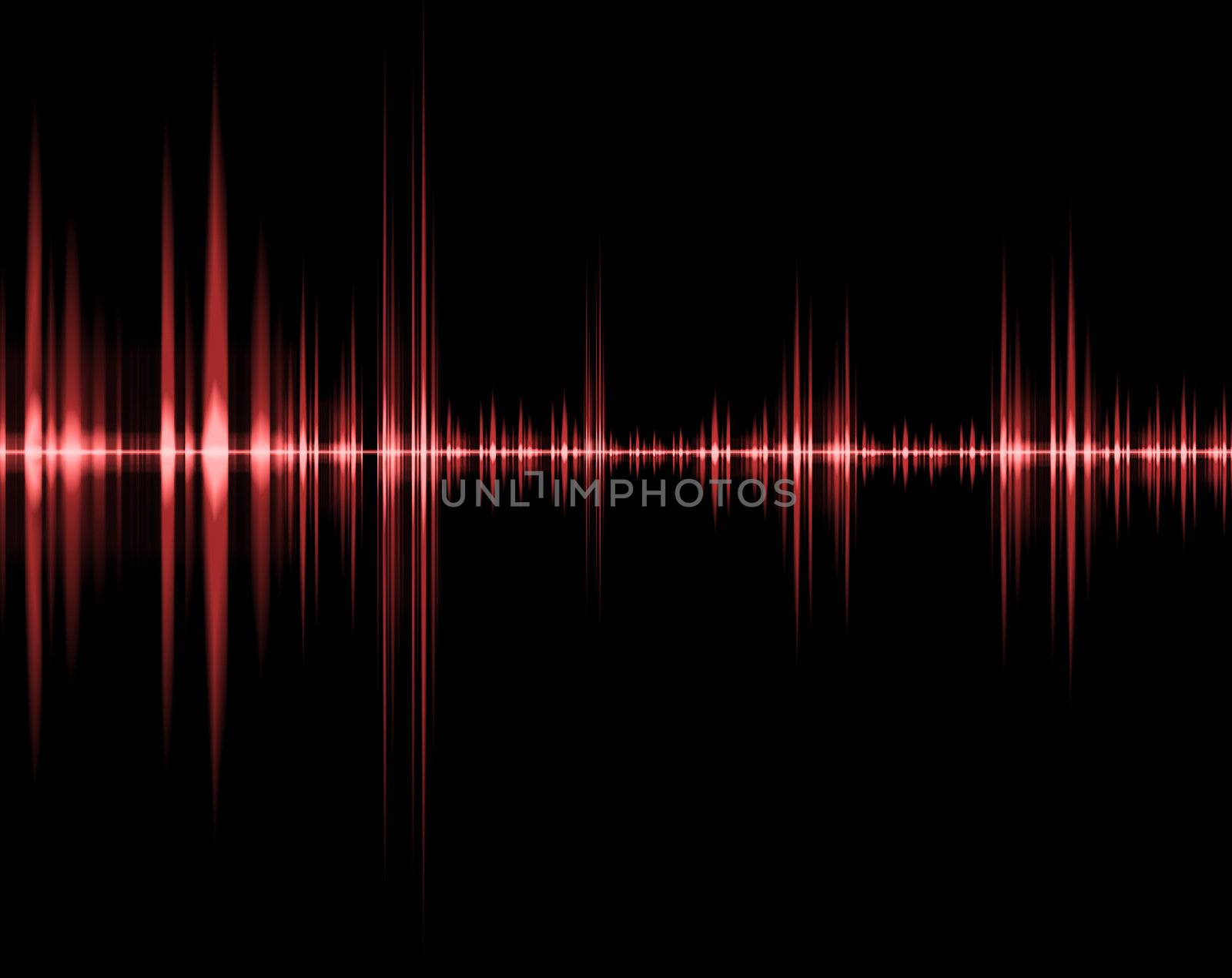 red wave of sound isolated in a black background