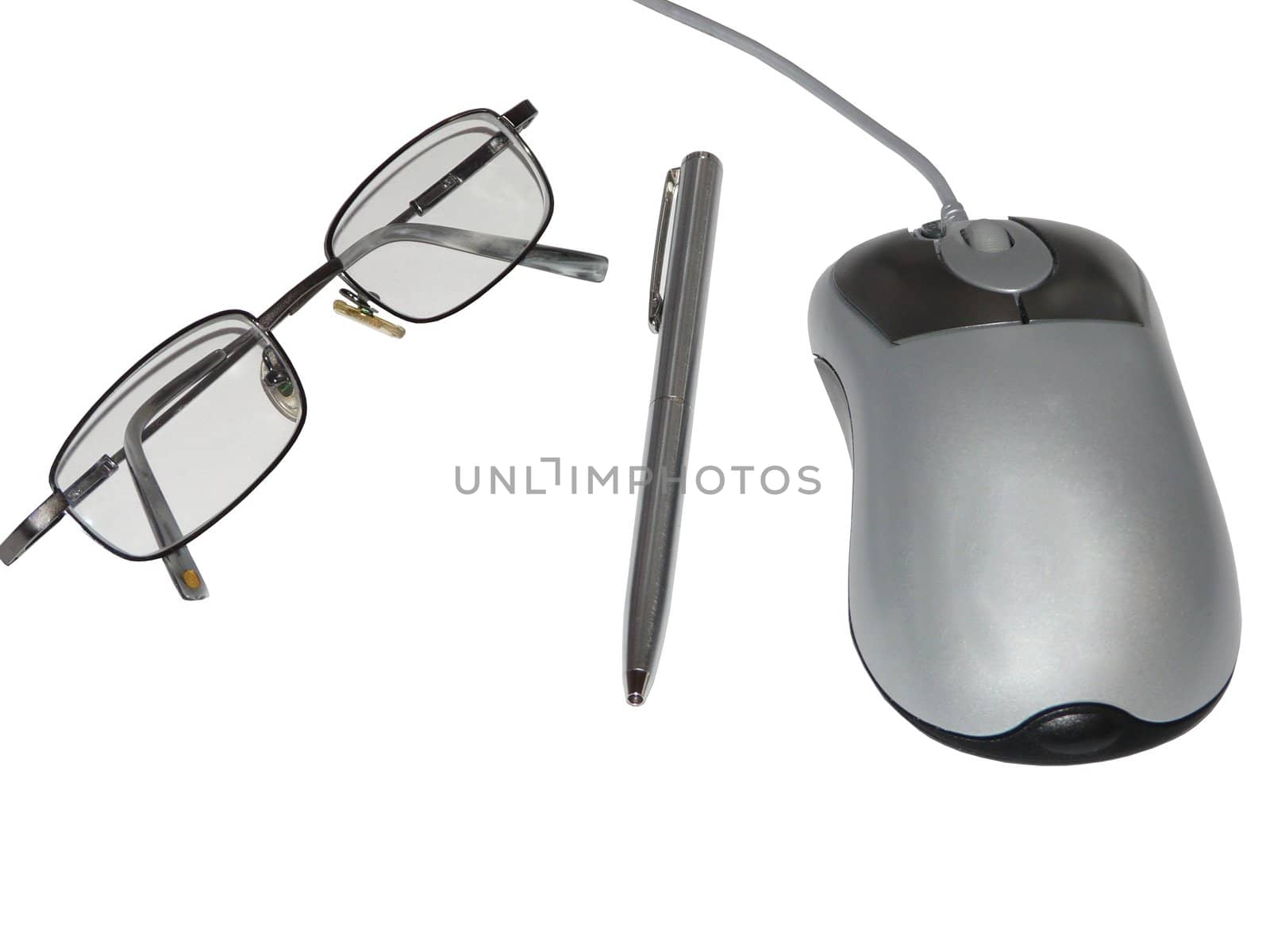 Mouse, pen and glasses