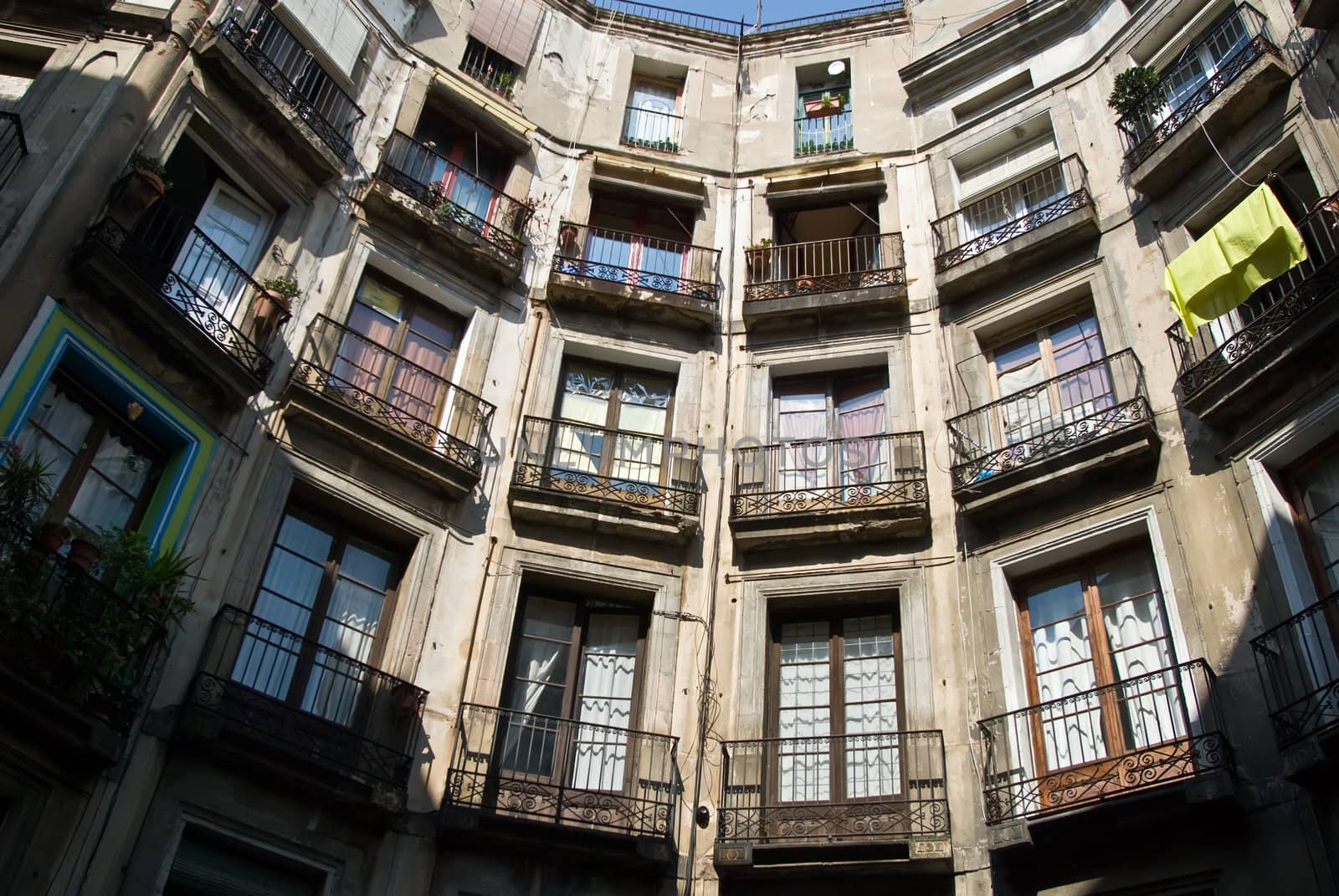 balconys in barcelona in ciutat vella, the old town of barcelona