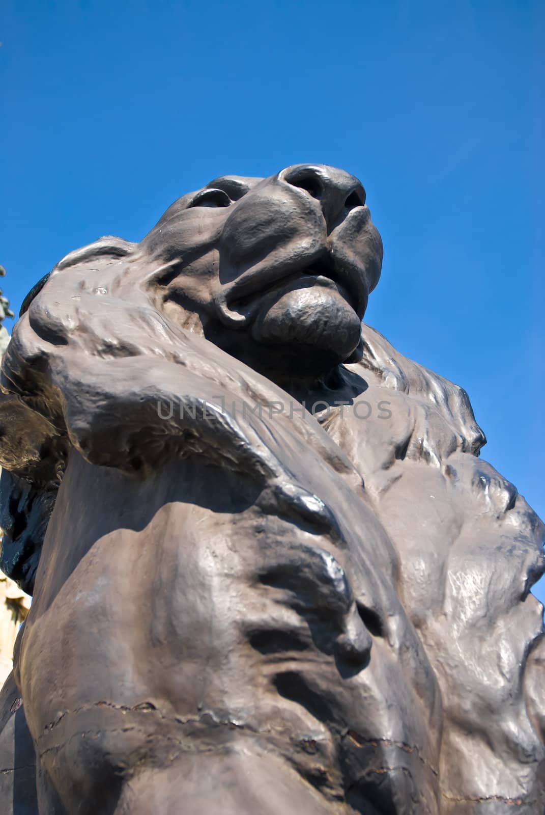 a monument of a lion which is part of the columbus column in barcelona