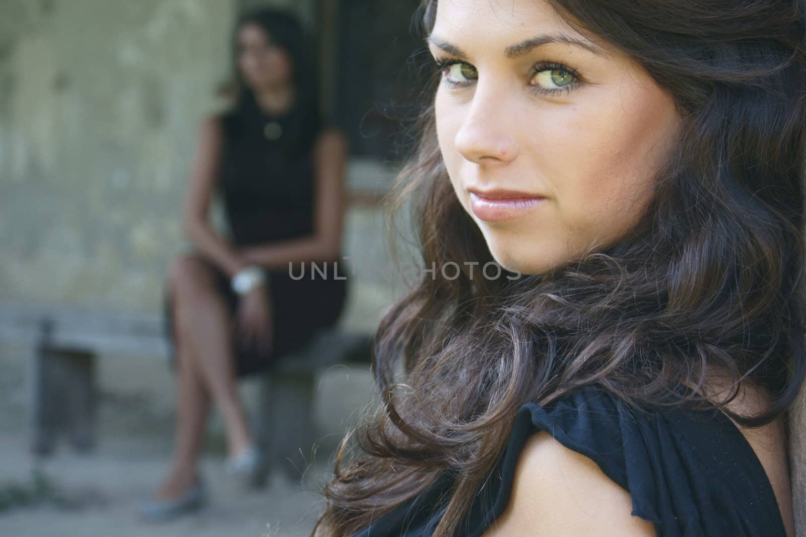 Young girl in old house