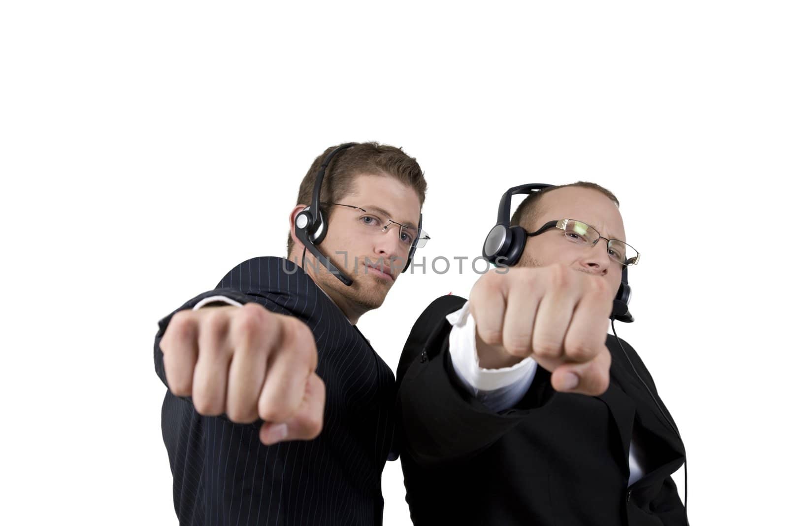 businesspeople showing punch on isolated background