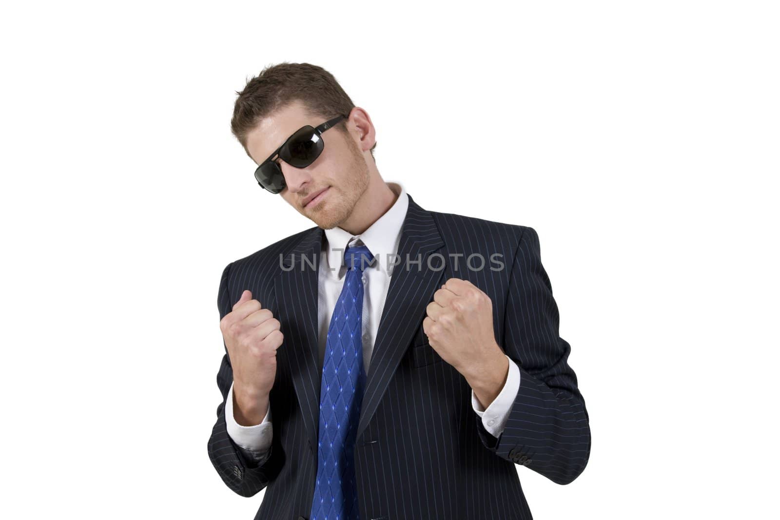 cool handsome businessman on isolated background