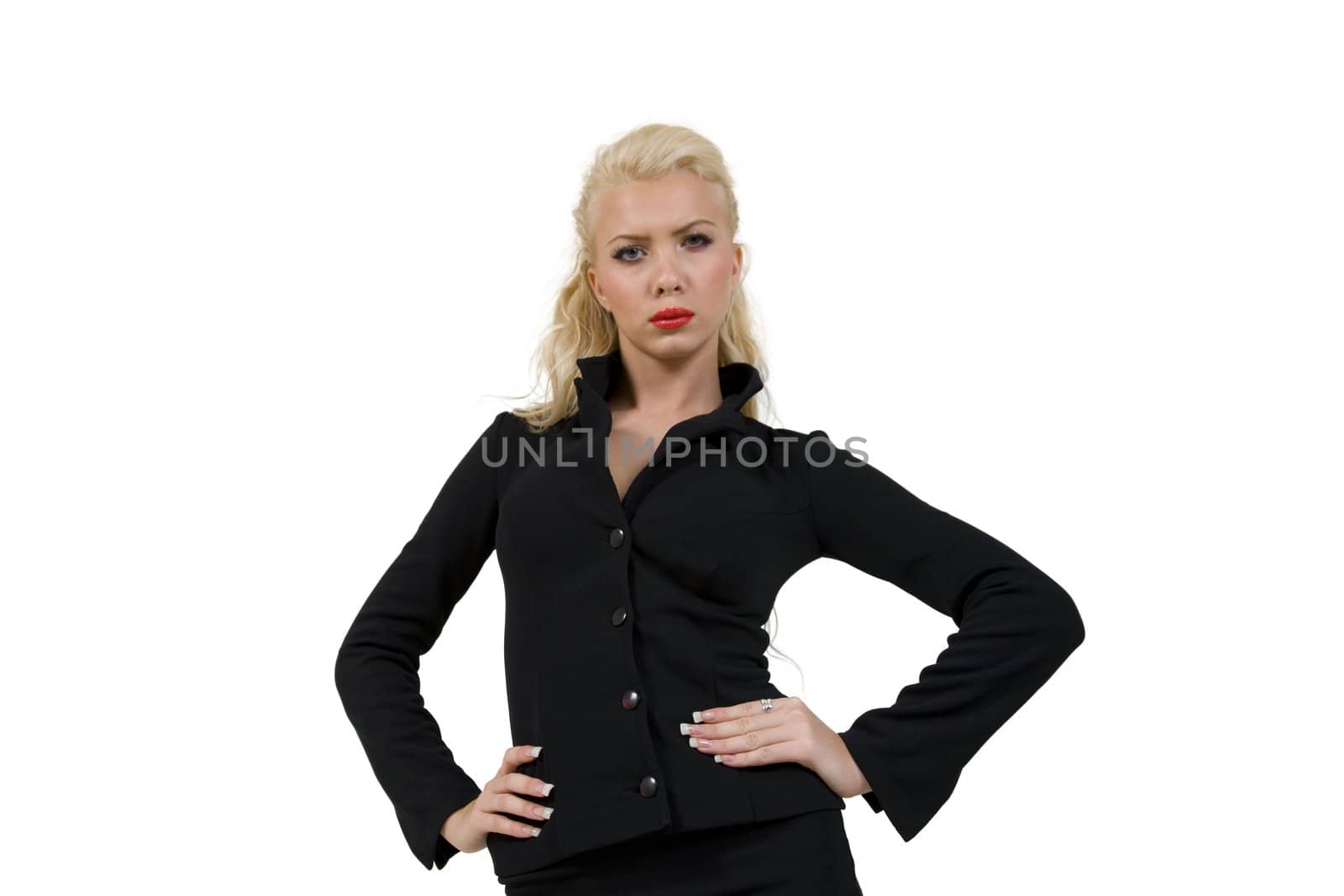 angry young woman on isolated background