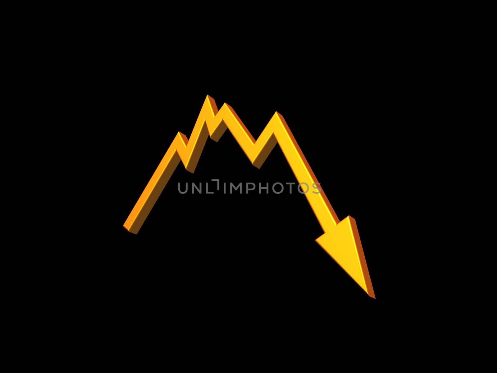 business graph shows bad news - 3d illustration