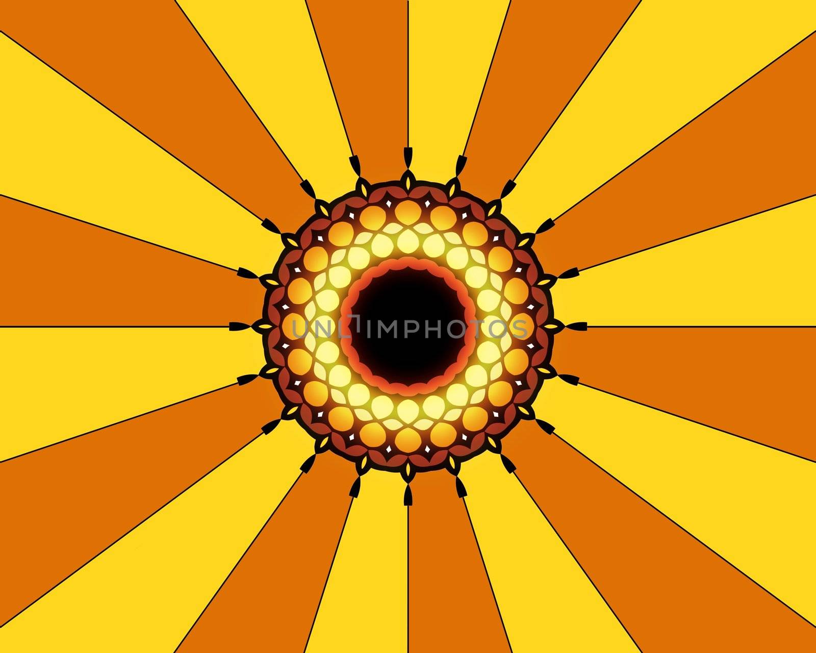 Abstract design in the middle of an orange and yellow background
