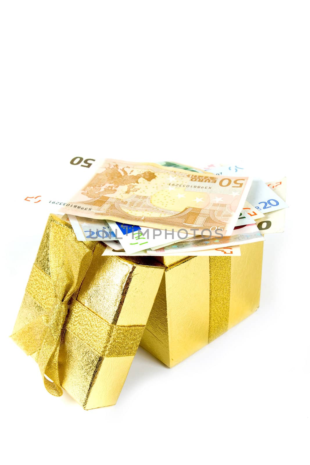 Euro money in golden gift box by rachwal