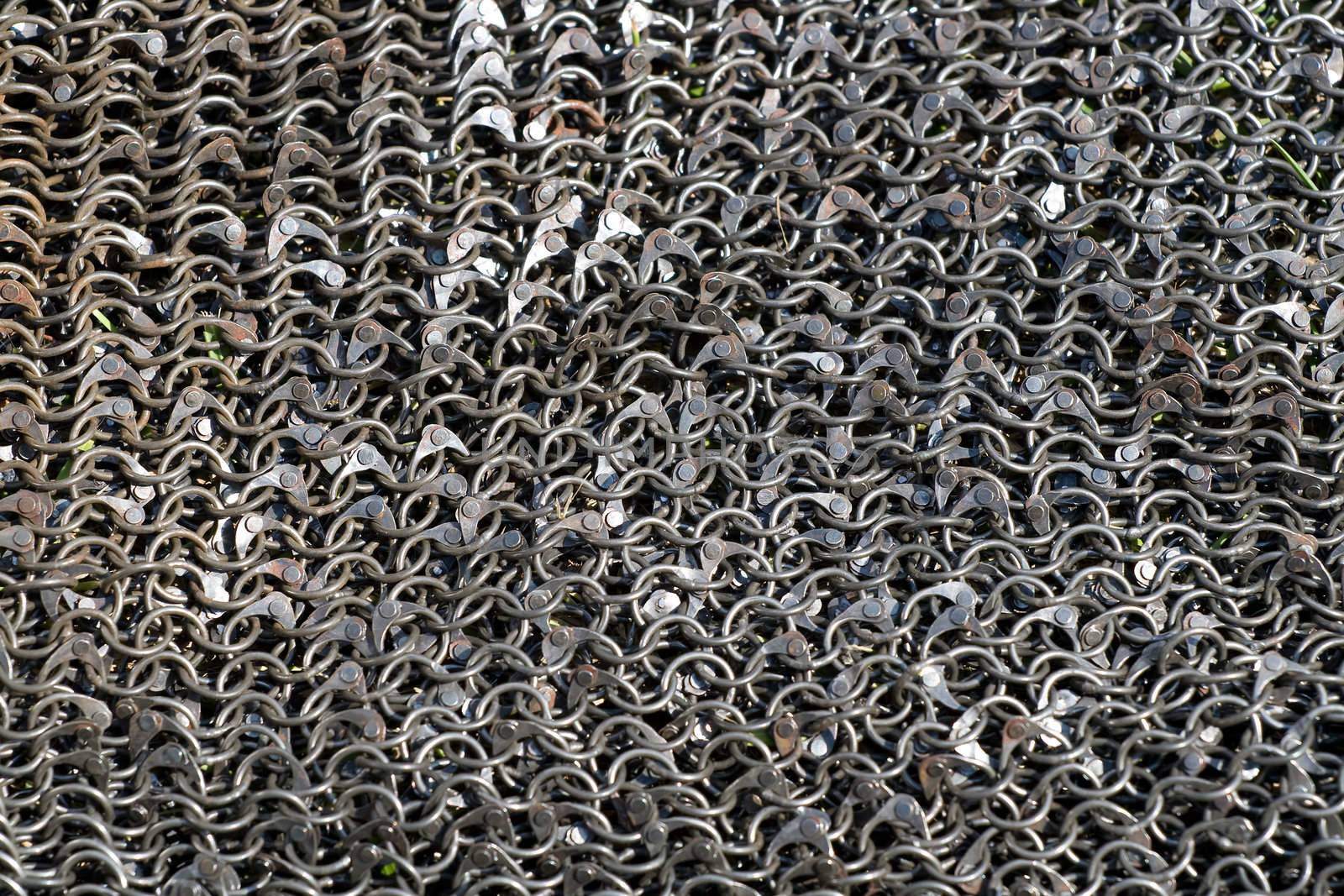 Background of medieval armour made from metal rings