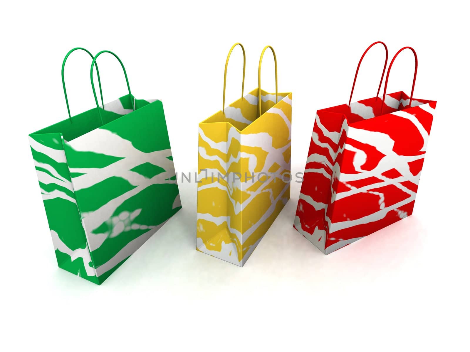 a 3d rendering of some shopping bags